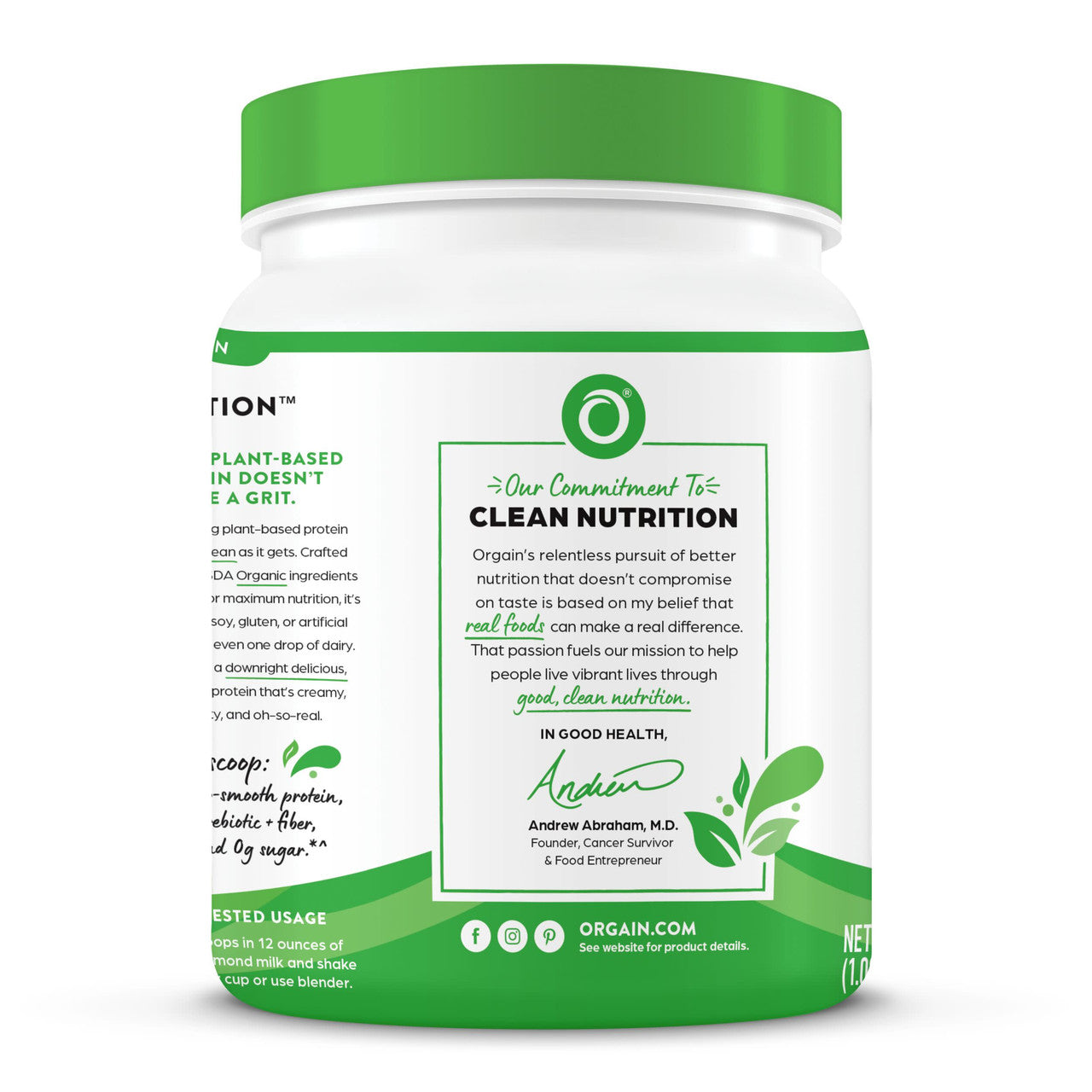 Orgain Organic Plant Based Protein Powder, Sweet Vanilla Bean (1X1.02 Lb  )