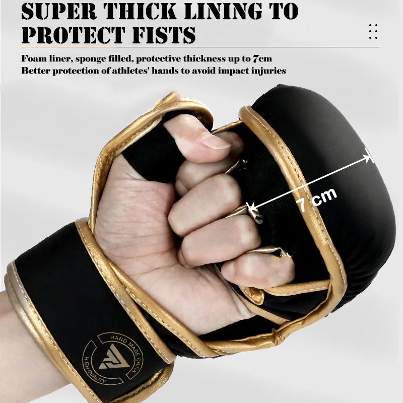 NNEOBA Half Finger Boxing Gloves – PU Leather MMA Training Gloves for Martial Arts